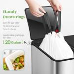 Teivio 20 Gallon 60 Counts (fit 18-20 Gal) Large Drawstring Trash Bags Strong Tall Kitchen Compactor Bags Garbage Bags for Home/Office/Light Residential Waste/Outdoor Trash Can, Lawn，Trash Bags White