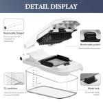 Ourokhome Food Chopper with Container, Manual Mandolin Vegetable Slicer Onion Dicer with 8 Blades, Hand Veggie Shredder for Potato, Tomato, Essential Kitchen Gadgets (8 in 1, White)