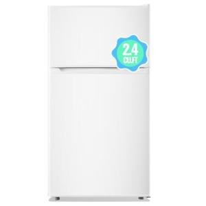 DEMULLER 2.4 Cu.ft White Mini Fridge with Top Freezer Dorm Refrigerator with 7 Adjustable Temperature Control & Ajustable Feet, Small Fridge Ideal for One Person Use Apt Kitchen Office