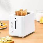 NIKLEMON Small Toaster 2 Slice,Mini Toaster with Wide Slots for Bagels,6 Browning Settings, Cancel/Defrost/Reheat Functions,for 10x10cm Bread,White