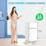 DEMULLER 2.4 Cu.ft White Mini Fridge with Top Freezer Dorm Refrigerator with 7 Adjustable Temperature Control & Ajustable Feet, Small Fridge Ideal for One Person Use Apt Kitchen Office