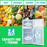 DEMULLER 2.4 Cu.ft White Mini Fridge with Top Freezer Dorm Refrigerator with 7 Adjustable Temperature Control & Ajustable Feet, Small Fridge Ideal for One Person Use Apt Kitchen Office