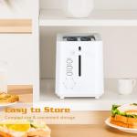 NIKLEMON Small Toaster 2 Slice,Mini Toaster with Wide Slots for Bagels,6 Browning Settings, Cancel/Defrost/Reheat Functions,for 10x10cm Bread,White