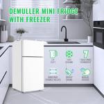 DEMULLER 2.4 Cu.ft White Mini Fridge with Top Freezer Dorm Refrigerator with 7 Adjustable Temperature Control & Ajustable Feet, Small Fridge Ideal for One Person Use Apt Kitchen Office