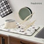FRESHMINT Printed Dish Drying Mats for Kitchen Counter 2 Pack Absorbent Reversible Drying Mats Microfiber Kitchen Countertop Protector Dishes Drying Pad Extra Large 18"x24" Dish Mat