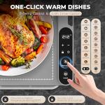 Homelove Warming Mat for Food - Fast Full Surface Electric Warming Tray with 7 Temp-Settings & 8H Timer, Portable Roll Up Food Warmer with Heat Insulation Pad for Gatherings Parties Buffet XL-Grey