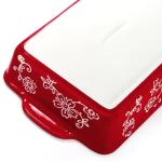 Cedilis Set of 3 Red Ceramic Baking Dishes, Rectangular Bakeware with Handles, Casserole Dishes for Oven, Deep Baking Pan for Lasagna, Roasts, 3Size