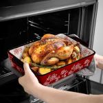 Cedilis Set of 3 Red Ceramic Baking Dishes, Rectangular Bakeware with Handles, Casserole Dishes for Oven, Deep Baking Pan for Lasagna, Roasts, 3Size