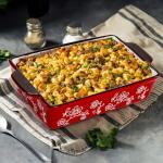 Cedilis Set of 3 Red Ceramic Baking Dishes, Rectangular Bakeware with Handles, Casserole Dishes for Oven, Deep Baking Pan for Lasagna, Roasts, 3Size