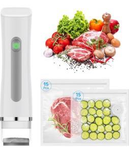Vacuum Sealer,Compact Vacuum Sealer For Food Preservation,Portable Cordless Handheld Sealer Machine Food Fresh (With 30 Reusable Vacuum Seal Bags)