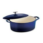 Tramontina Enameled Cast Iron Oval Dutch Oven Pot with Lid, Large 5.5-quart, Blue
