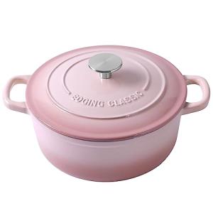 EDGING CASTING Enameled Cast Iron Covered Dutch Oven with Lid Round Pot for Bread Baking, 7 Quart, Pink
