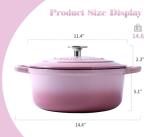 EDGING CASTING Enameled Cast Iron Covered Dutch Oven with Lid Round Pot for Bread Baking, 7 Quart, Pink