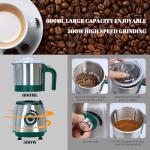 Versatile Kitchen Grinder | 500W Electric Mill | Grinds Spices, Nuts, Grains, Coffee | 3 Stainless Steel Blades | Dry Use (Green)