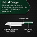 HexClad Santoku Knife, 7-Inch Japanese Damascus Stainless Steel Blade, Pakkawood Handle