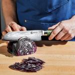 HexClad Santoku Knife, 7-Inch Japanese Damascus Stainless Steel Blade, Pakkawood Handle