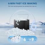 ORFLROA Ice Makers Countertop, 9 Ice Cubes in 6 Mins Portable Ice Maker, 2 Sizes of Bullet Ice (S/L) Small Ice Machine for Home Kitchen Camping (Black)