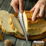 Huusk Serrated Bread Knife 8", Stainless Sourdough Bread Knife with Resin Handle & Cover for Homemade Breads Slicing, Hand Sharpened Breads Cutting Knives for Cake, Bagels, Baguettes, Christmas Gifts