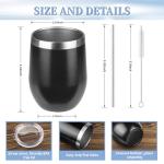 12oz/4 Pack Wine Tumbler with lid, Stainless Steel Travel Mugs Stemless Double Wall Insulated Coffee Cup, Insulated Wine Glasses Travel Tumbler for Cold & Hot Drinks(Mixed color-2, 4)