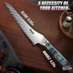 Huusk Serrated Bread Knife 8", Stainless Sourdough Bread Knife with Resin Handle & Cover for Homemade Breads Slicing, Hand Sharpened Breads Cutting Knives for Cake, Bagels, Baguettes, Christmas Gifts