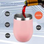 12oz/4 Pack Wine Tumbler with lid, Stainless Steel Travel Mugs Stemless Double Wall Insulated Coffee Cup, Insulated Wine Glasses Travel Tumbler for Cold & Hot Drinks(Mixed color-2, 4)