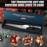 Huusk Serrated Bread Knife 8", Stainless Sourdough Bread Knife with Resin Handle & Cover for Homemade Breads Slicing, Hand Sharpened Breads Cutting Knives for Cake, Bagels, Baguettes, Christmas Gifts