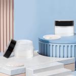 Stellacare 4 pack 1oz Glass Jars Round Empty Cosmetic Containers, Refillable Glass Jars with Lids for Face Creams, Lotions, Powders,Salves Ointments,Potravel Storage