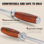 TUO Honing Rod, Sharpening Steel with Larger Diameter for Kitchen Knife Daily Sharpening Maintenance, High Carbon Steel Knife Sharpener Rod, Ergonomic Handle, 8 inch