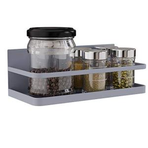 Hoopoton Magnetic Spice Rack Organizer Single Tier Refrigerator Spice Storage Shelf, Easy to Install The Side of The Refrigerator Can Hold spices (Gray 1)