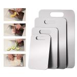4 Packs Stainless Steel Cutting Boards Set for Kitchen, 304 Steel Metal Chopping Boards for Meat, Fruits & Break, Non-Slip, Dishwasher Safe (15.3"x11", 13.4"x9", 11.8"x8", 9.5''x5.9'')