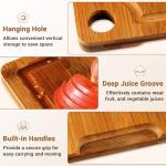BEWOS 3 PCS Bamboo Cutting Boards Set with Hanging Hole - Wooden Cutting Board with Handles & Juice Grooves, Wooden Cutting Board for Kitchen, Ideal for Slicing Meat, Vegetables, Cheeses and Bread