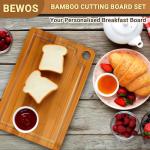 BEWOS 3 PCS Bamboo Cutting Boards Set with Hanging Hole - Wooden Cutting Board with Handles & Juice Grooves, Wooden Cutting Board for Kitchen, Ideal for Slicing Meat, Vegetables, Cheeses and Bread
