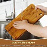 BEWOS 3 PCS Bamboo Cutting Boards Set with Hanging Hole - Wooden Cutting Board with Handles & Juice Grooves, Wooden Cutting Board for Kitchen, Ideal for Slicing Meat, Vegetables, Cheeses and Bread