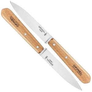 Opinel No. 112 Paring Knives 2 Piece Set, Sandvik 12C27 Steel Everyday Use Prep Knives for Chopping, Peeling, Slicing, Trimming, Stabilized Sustainably Harvested Beechwood Handles, Made in France