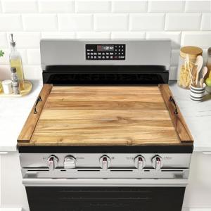 GASHELL Noodle Board Stove Cover with Handles for Electric, Gas Stove Top (Acacia Wood)