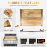 GASHELL Noodle Board Stove Cover with Handles for Electric, Gas Stove Top (Acacia Wood)