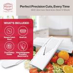 Swissmar V-Prep™ Mandoline Slicer – Versatile Kitchen Slicer for Julienne, Shred, Cube & Slice – Includes Multi-Function Bowl & Safety Holder – Essential Kitchen Gadget – White