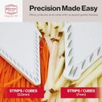 Swissmar V-Prep™ Mandoline Slicer – Versatile Kitchen Slicer for Julienne, Shred, Cube & Slice – Includes Multi-Function Bowl & Safety Holder – Essential Kitchen Gadget – White