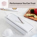 Swissmar V-Prep™ Mandoline Slicer – Versatile Kitchen Slicer for Julienne, Shred, Cube & Slice – Includes Multi-Function Bowl & Safety Holder – Essential Kitchen Gadget – White