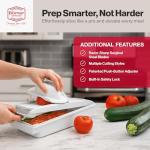 Swissmar V-Prep™ Mandoline Slicer – Versatile Kitchen Slicer for Julienne, Shred, Cube & Slice – Includes Multi-Function Bowl & Safety Holder – Essential Kitchen Gadget – White