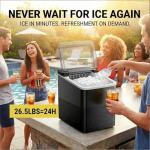 ICEVIVAL Countertop Ice Maker, 9 Bullet Ice Cubes in 6.5 Minutes, 26.5lbs Daily Production, Self-Cleaning Ice Machine with Scoop and Basket, 2 Sizes of Ice for Home, Kitchen, Office, Bar, and Party