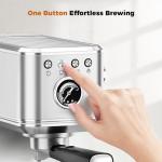 CHULUX Elite Espresso Machine 20 Bar, Compact Stainless Steel Hot and Ice Espresso Coffee Maker with Steam Wand for Americano, Latte, Cappuccino & Home Barista Brewing, Sliver