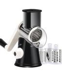 Ancevsk Cheese Grater Hand Crank, Rotary Vegetable Shredder with Handle and Strong Suction base, 3 in 1 Kitchen Speed Spin Veggie Slicer Nut Grinder for Pizza Top, Hash brown, Salad and More (Black)
