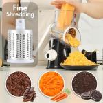 Ancevsk Cheese Grater Hand Crank, Rotary Vegetable Shredder with Handle and Strong Suction base, 3 in 1 Kitchen Speed Spin Veggie Slicer Nut Grinder for Pizza Top, Hash brown, Salad and More (Black)