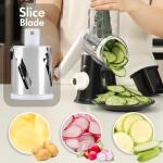 Ancevsk Cheese Grater Hand Crank, Rotary Vegetable Shredder with Handle and Strong Suction base, 3 in 1 Kitchen Speed Spin Veggie Slicer Nut Grinder for Pizza Top, Hash brown, Salad and More (Black)