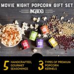 Urban Accents Movie Night Popcorn Gift Set – Includes 3 Gourmet Popcorn Kernel Varieties & 5 Flavorful Seasonings – Perfect Snack Gift Box for Parties, Holidays, or Movie Lovers