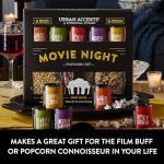 Urban Accents Movie Night Popcorn Gift Set – Includes 3 Gourmet Popcorn Kernel Varieties & 5 Flavorful Seasonings – Perfect Snack Gift Box for Parties, Holidays, or Movie Lovers