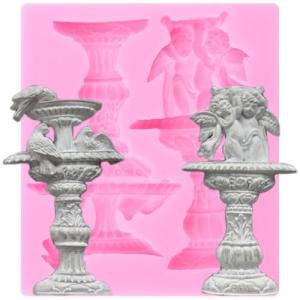 XMOLDNMS Vintage Fountains Silicone Molds Angel Birds Wedding Fondant Mold For Cake Decoration Cupcake Topper Chocolate Candy Polymer Clay Gum Paste