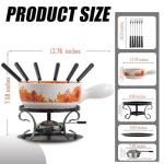 Artestia Swiss Fondue Set for Party - 2L Large Capacity Ceramic Fondue Pot Melting Cheese Chocolate, 6 Fondue Forks, Fondue Party, Wedding Gifts - Autumn Amble