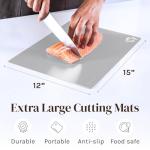 Extra Thick Flexible Cutting Mat Set With Food Icons & EZ-Grip Back (Set Of 4 Mats) - Flexible Cutting Boards for Kitchen - Flexible Plastic Cutting Board Set (Black and White)…